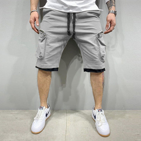 Men's Casual Elastic Waistband Relaxed Fit Cargo Shorts